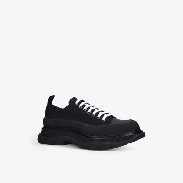 Alexander Mcqueen Men's Tread Cotton Canvas Low Top Sneakers, Black