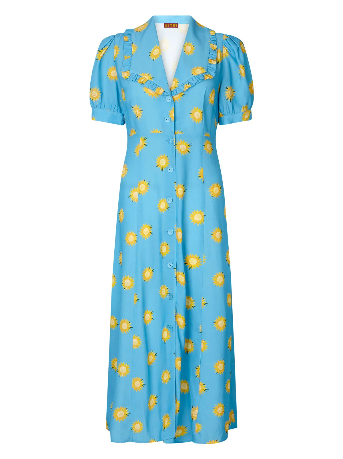 Bethany Blue Sunflower Print Tea Dress