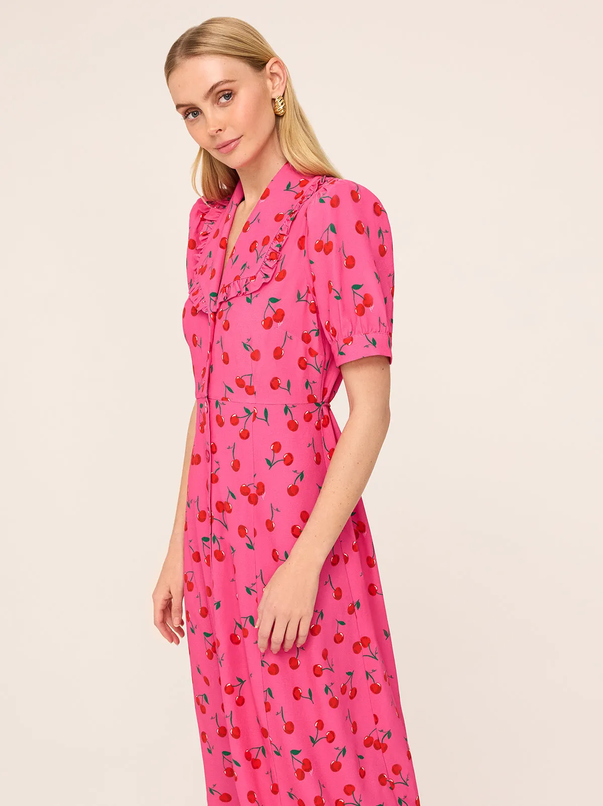 Bethany Pink Cherry Tea Dress