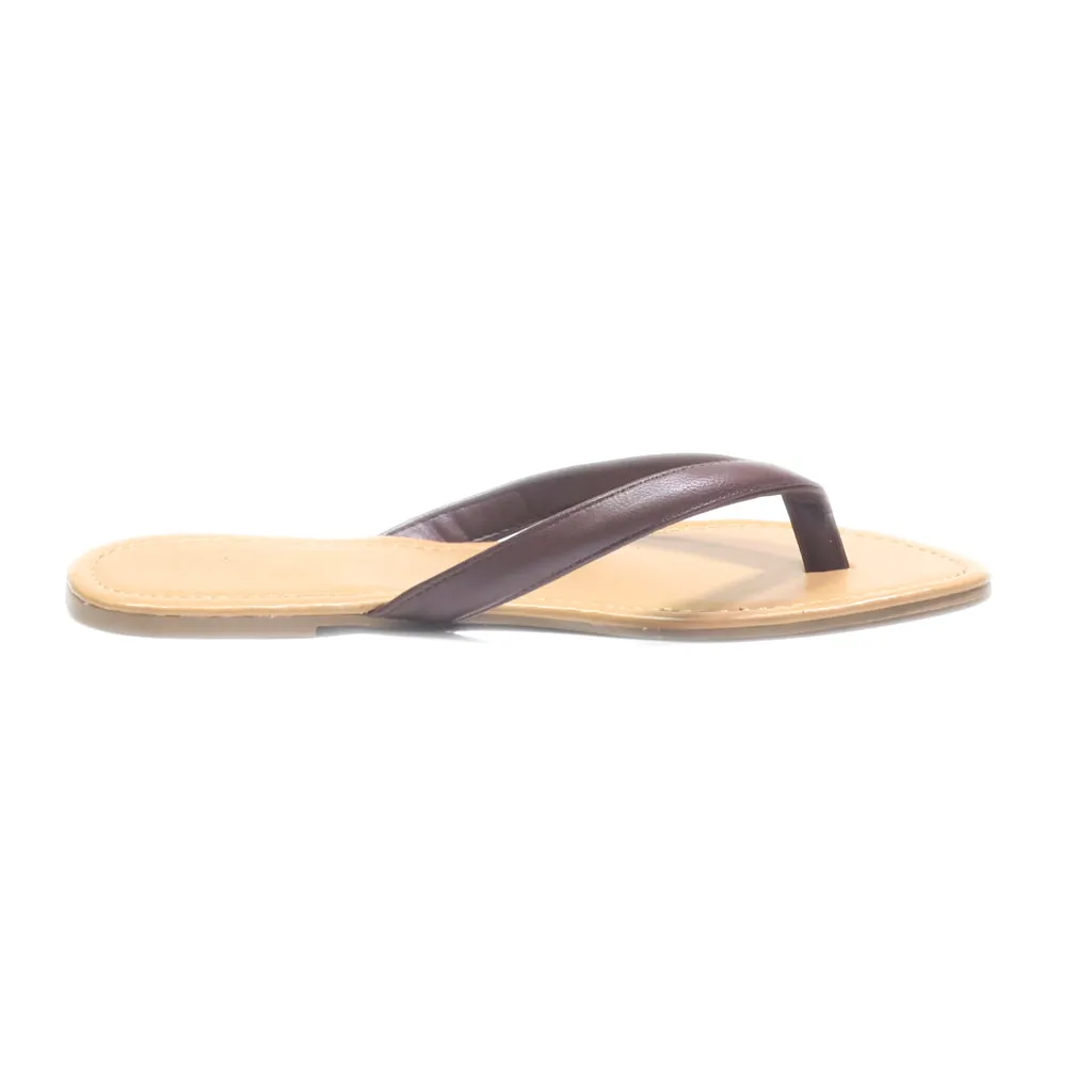 Charlotte Russe Flat Sandals Leather Brown Colour For Women
