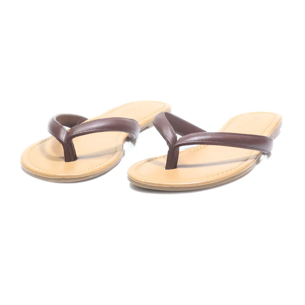 Charlotte Russe Flat Sandals Leather Brown Colour For Women