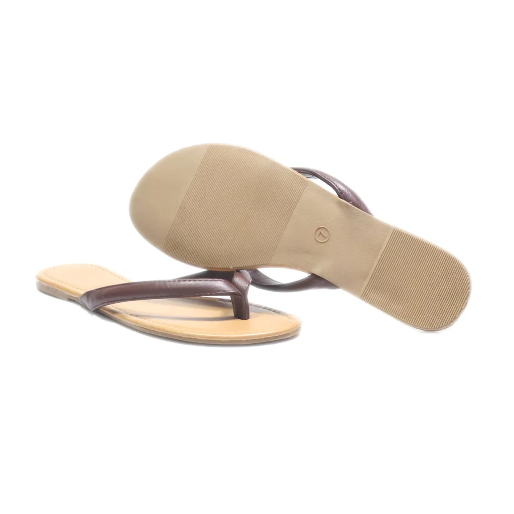 Charlotte Russe Flat Sandals Leather Brown Colour For Women