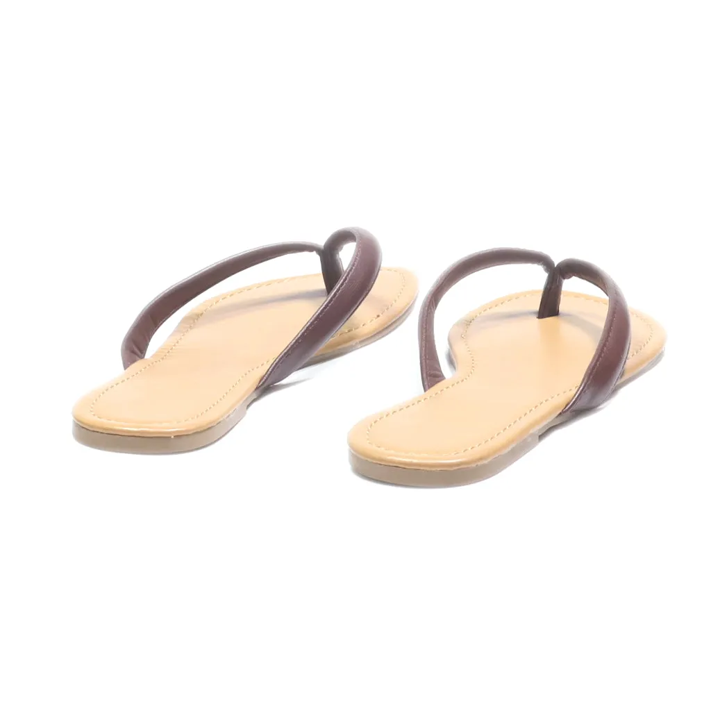 Charlotte Russe Flat Sandals Leather Brown Colour For Women