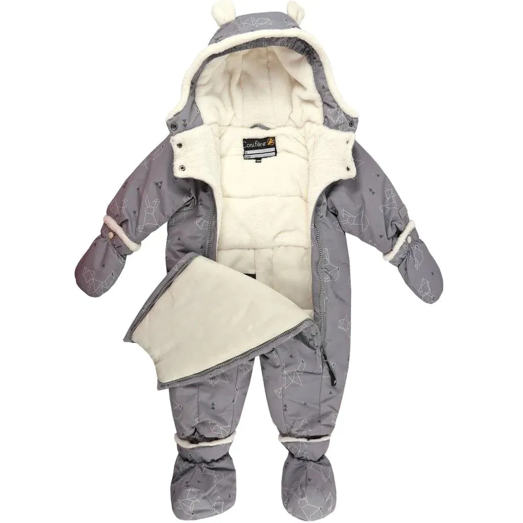 Conifere Grey Fox Infant Snowsuit Set - Origami
