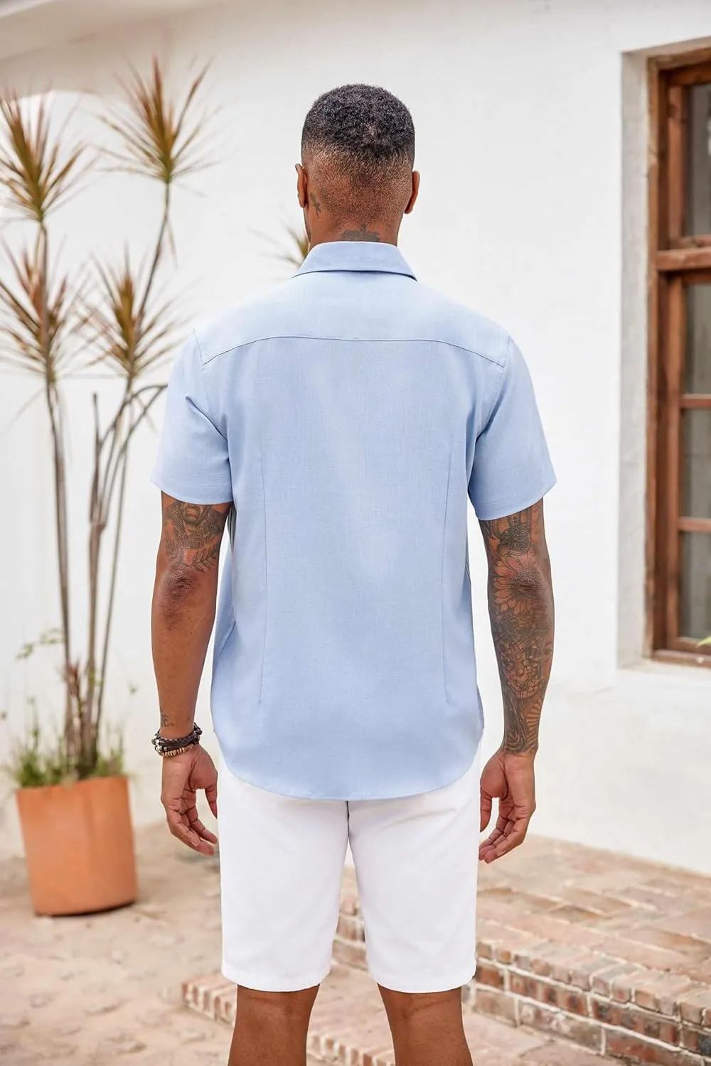 COOFANDY Men's Button Down Shirts Short Sleeve Casual Shirts Summer Beach Shirts Vacation Wedding Shirts with Pocket