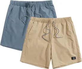 Floerns 2 Pack Men's Boho Drawstring Waist Paisley Print Summer Beach Shorts