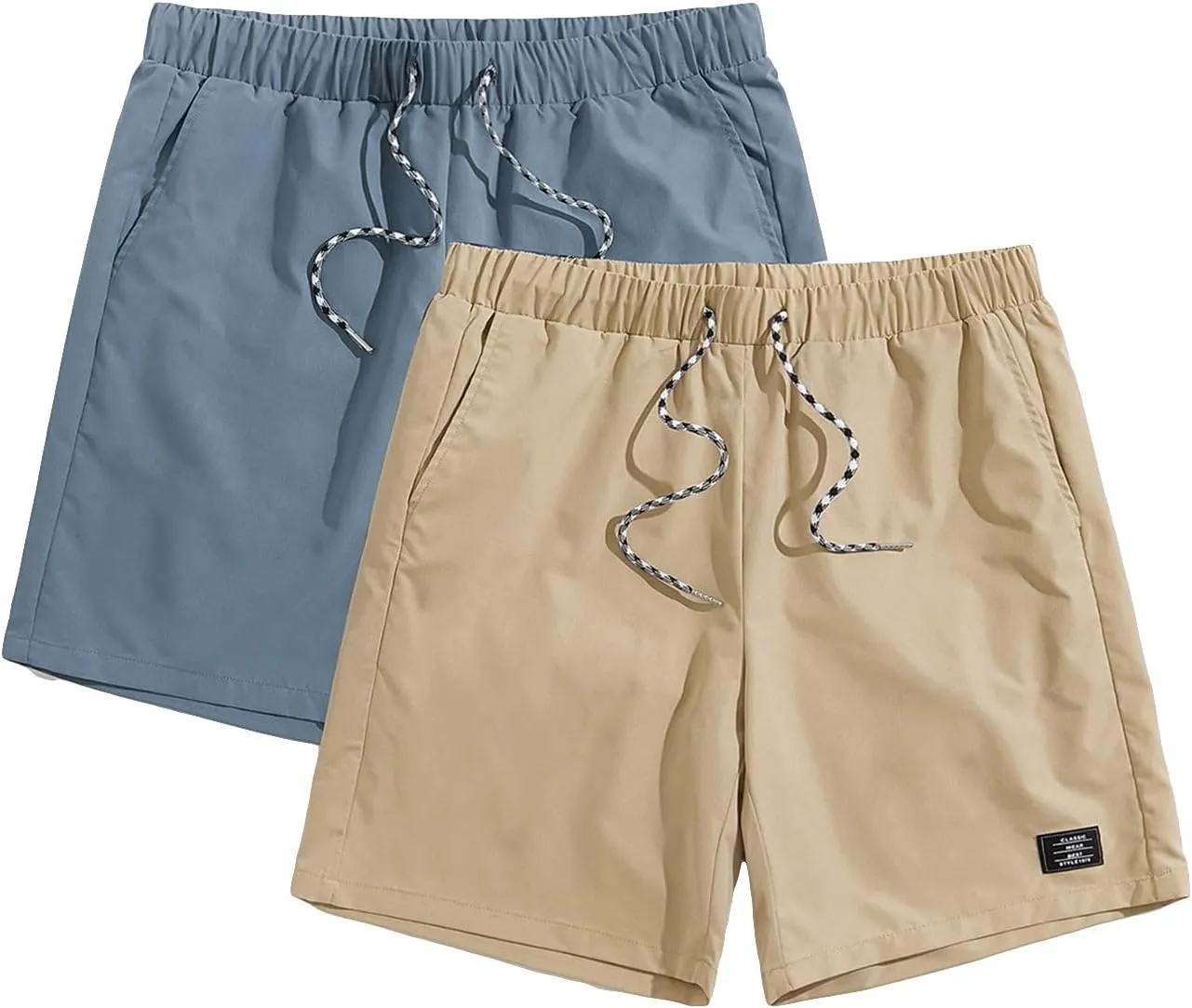 Floerns 2 Pack Men's Boho Drawstring Waist Paisley Print Summer Beach Shorts