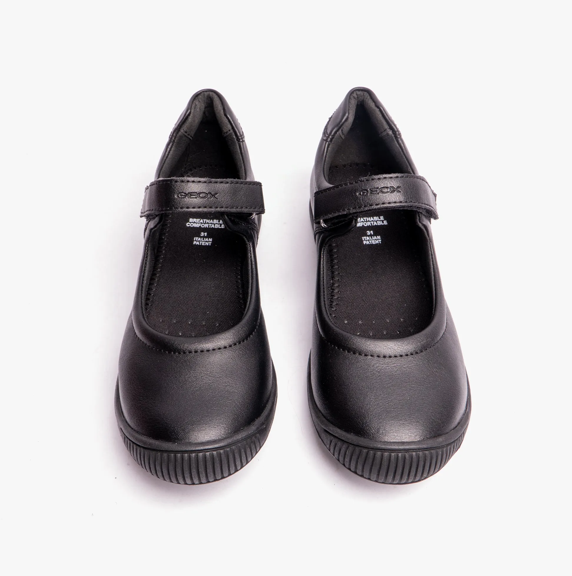 GIOIA A Girls Touch Fasten School Shoes Black