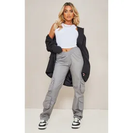 Grey V-Hem Cargo Trousers