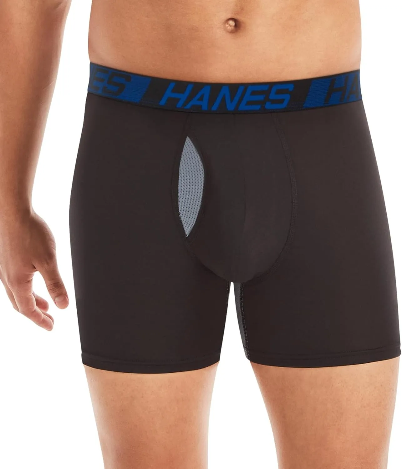 Hanes Mens Total Support Pouch Boxer Briefs, X-Temp Cooling, Moisture-Wicking Underwear, Regular, Long-leg and Trunk, 3-Pack
