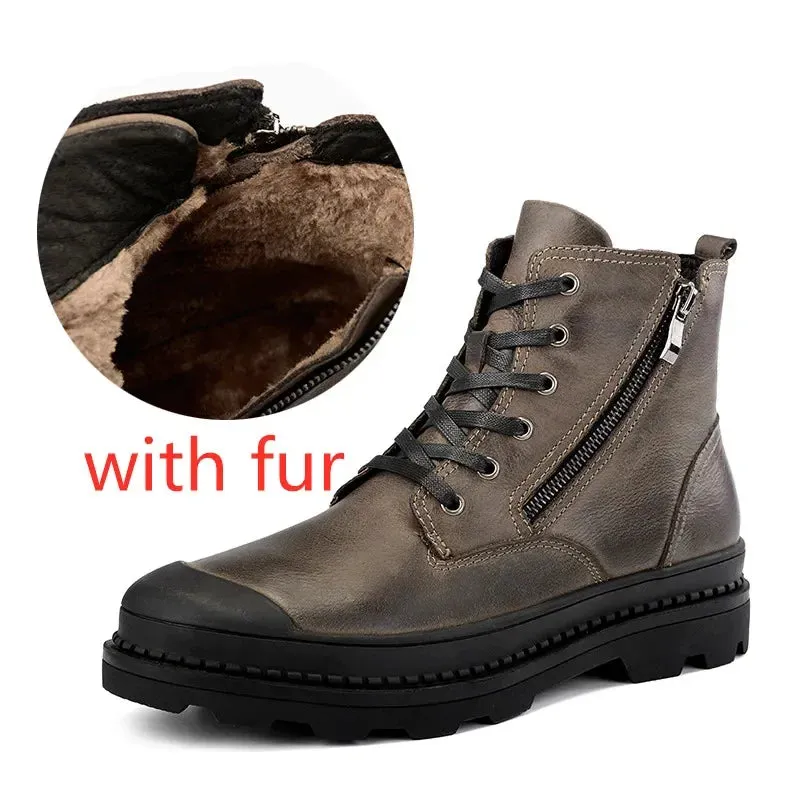 Hnzxzm Men Ankle Boots Autumn Winter Male Shoes Fashion Casual Plush Warm Snow Boots Brand Luxury Business Oxford Shoes Men's Boots