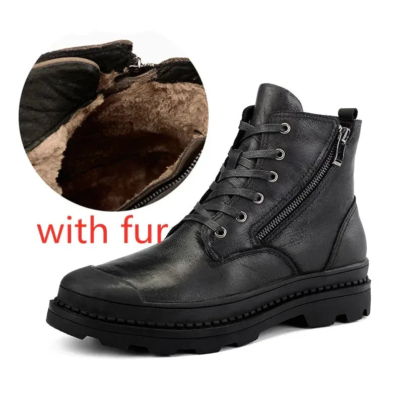 Hnzxzm Men Ankle Boots Autumn Winter Male Shoes Fashion Casual Plush Warm Snow Boots Brand Luxury Business Oxford Shoes Men's Boots