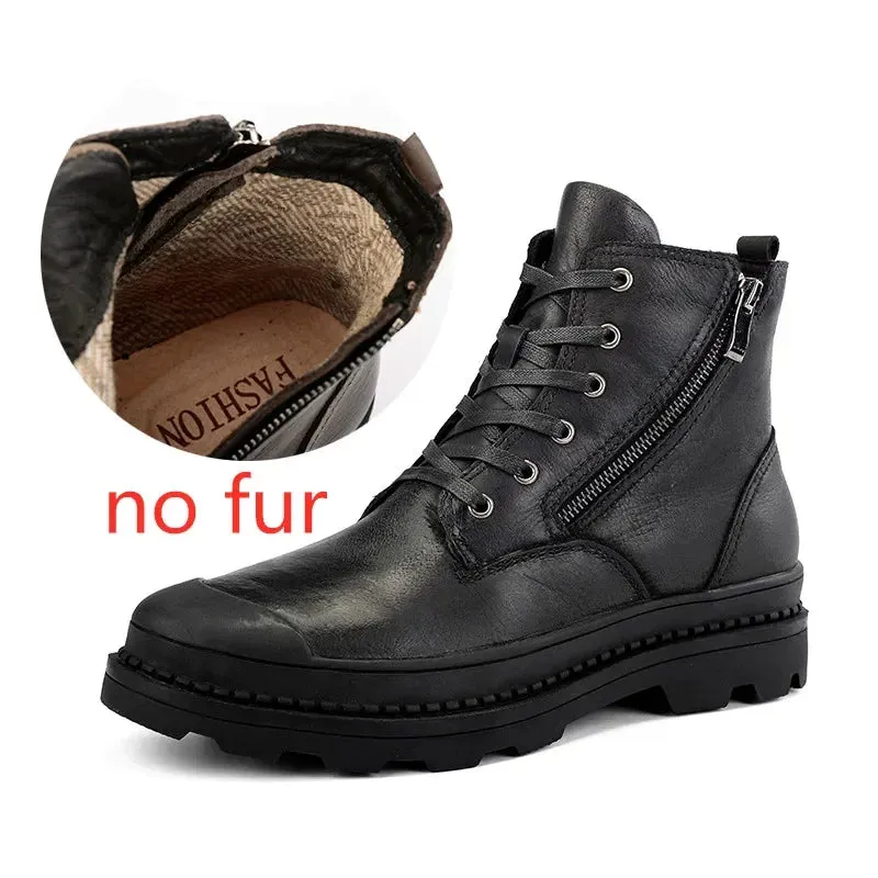 Hnzxzm Men Ankle Boots Autumn Winter Male Shoes Fashion Casual Plush Warm Snow Boots Brand Luxury Business Oxford Shoes Men's Boots
