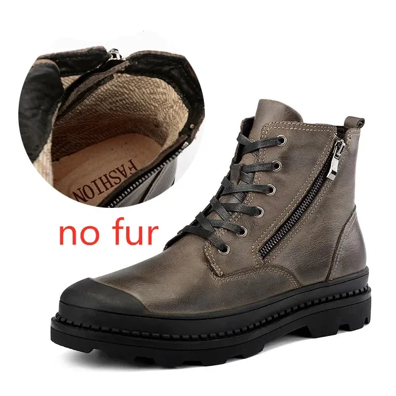 Hnzxzm Men Ankle Boots Autumn Winter Male Shoes Fashion Casual Plush Warm Snow Boots Brand Luxury Business Oxford Shoes Men's Boots