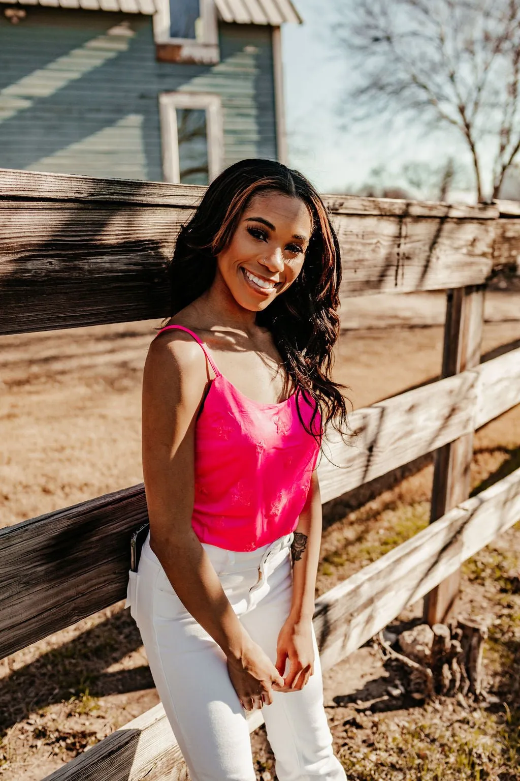 Hot Pink Sequin Star Bodysuit