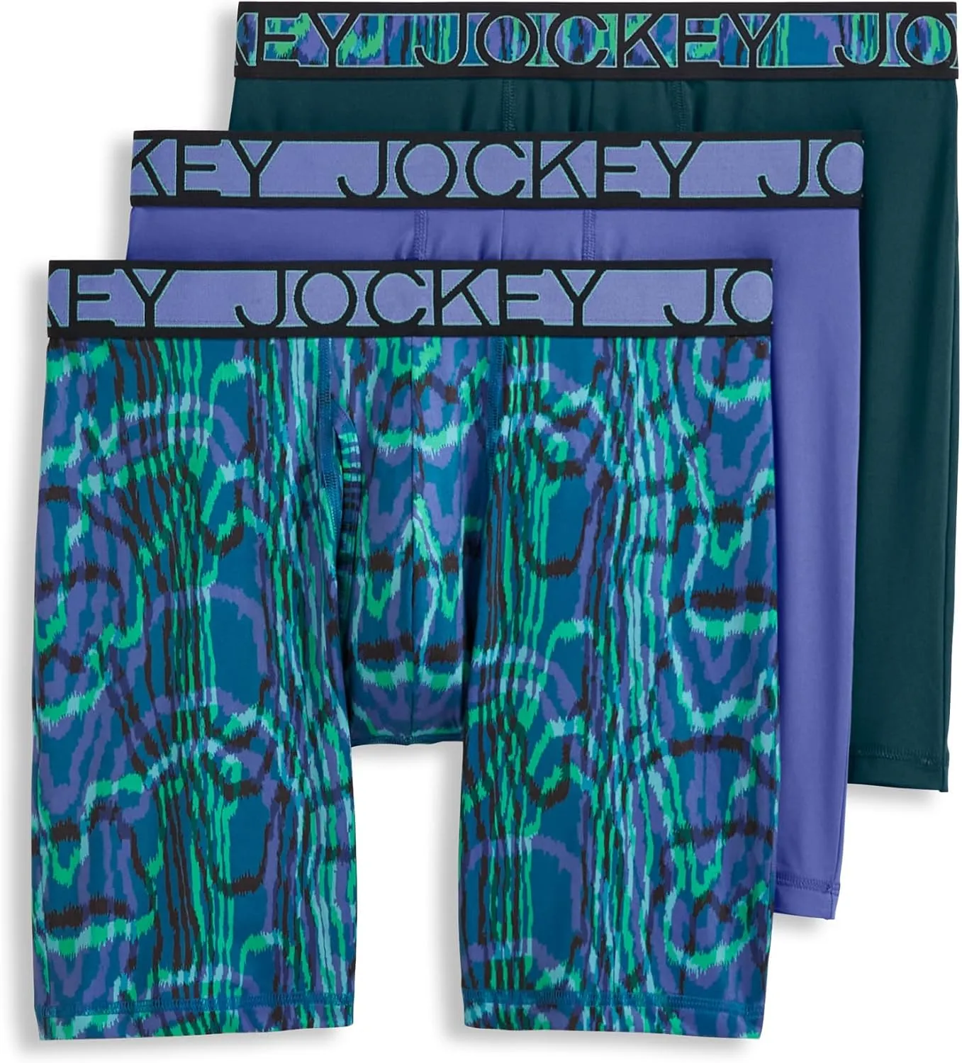 Jockey Men's Underwear Active Microfiber 9" Long Leg Boxer Brief - 3 Pack