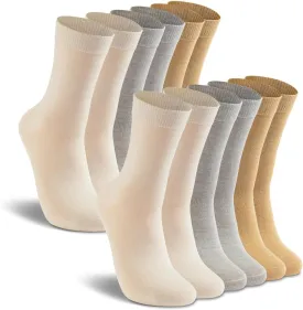LIXIA Women's Thin Merino Wool Socks Mid-calf Light Weight Cozy Warm Breathable Multi Colors Daily Wear Stockings