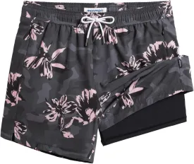 maamgic Mens Swim Trunks with Compression Liner 5" Stretch Beach Shorts Quick Dry with Zipper Pockets No-Chafing Board Shorts