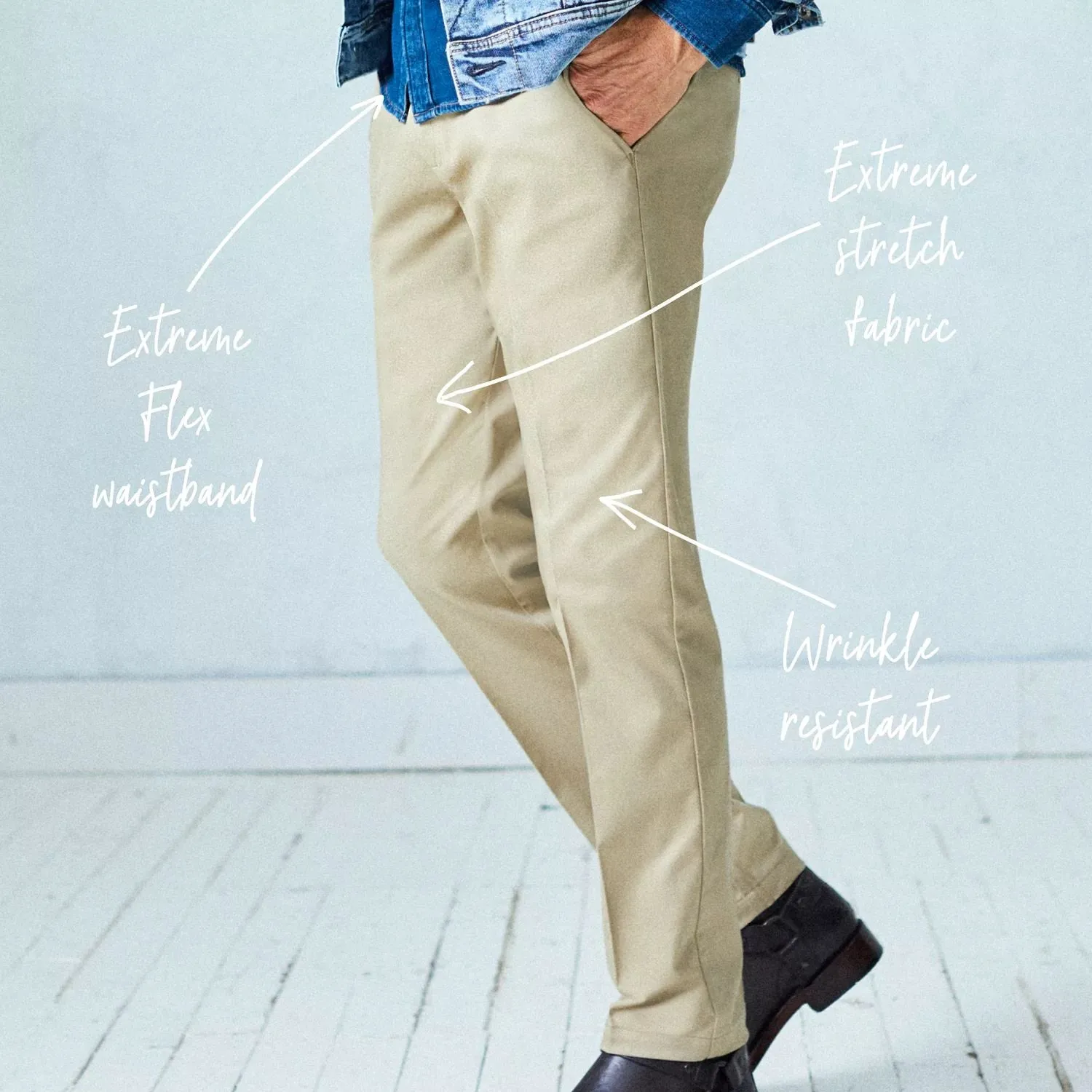 Men's Lee Performance Series Extreme Comfort Khaki Relaxed Flat Front Trousers
