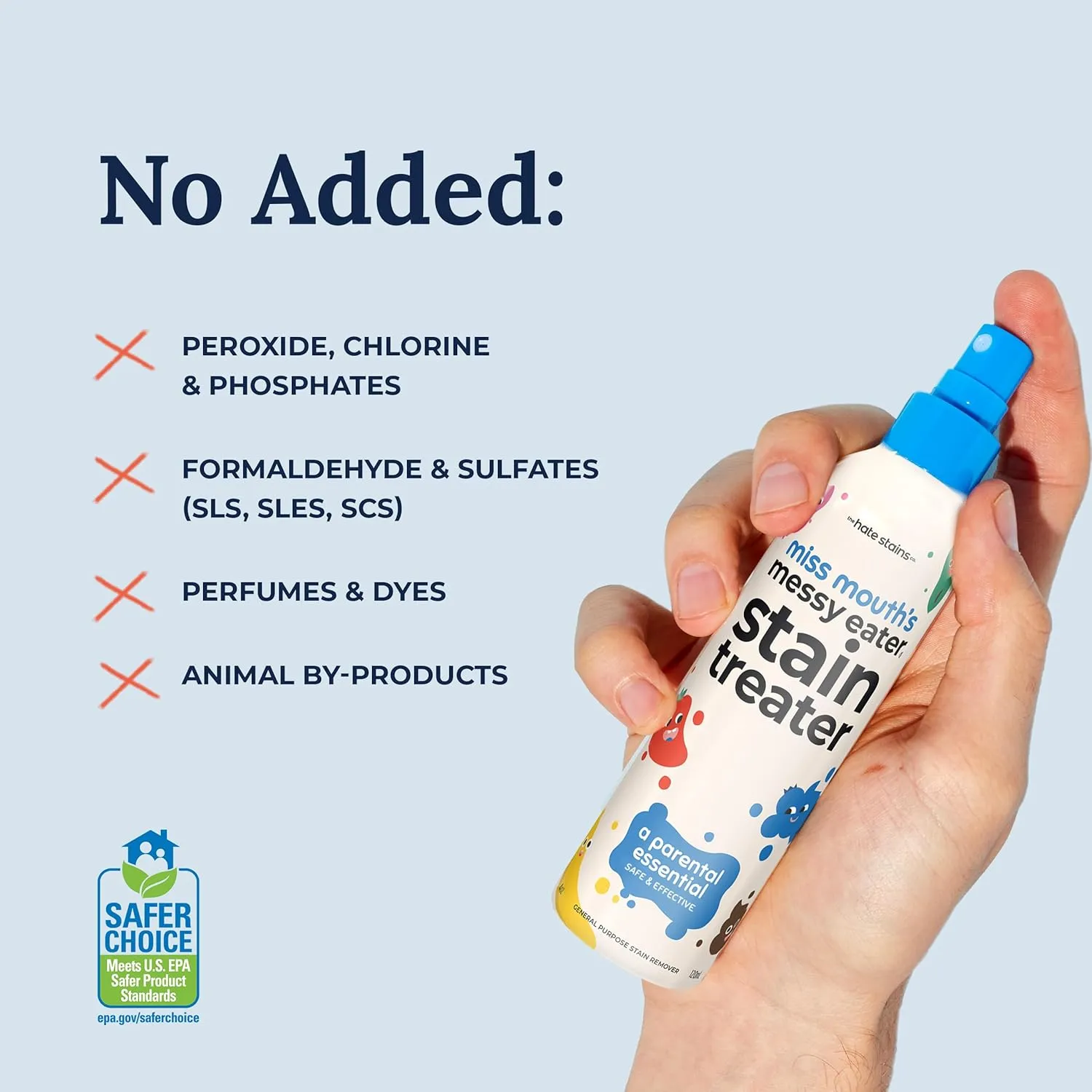 Miss Mouths Messy Eater Stain Treater Refill Ready Kit - 2 Pack Stain Remover Spray and 16oz Refill Pouch - Newborn & Baby Essentials - Food, Grease, Coffee Off Laundry, Underwear, Fabric