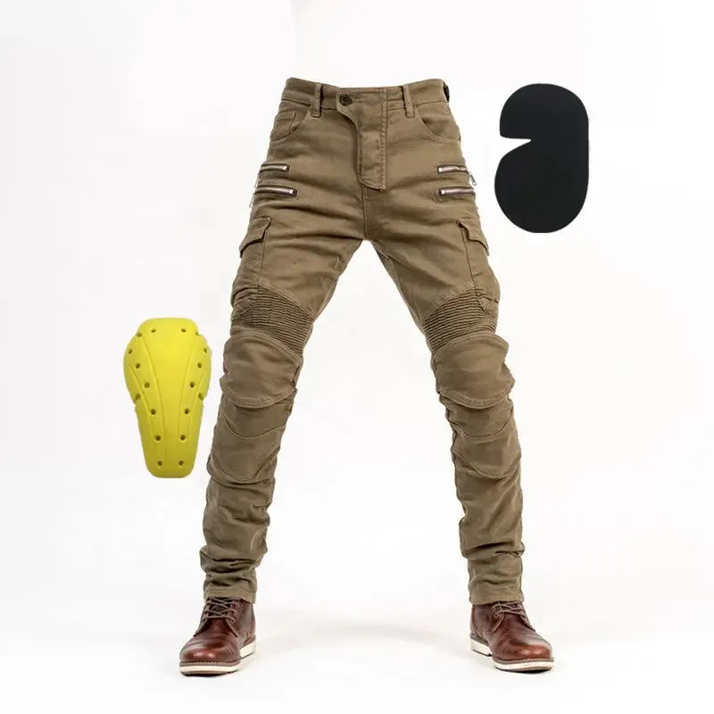 Motorcycle Pants Men Moto Jeans Zipper Protective Gear Riding Touring Motorbike Trousers Motocross Zip Pocket Pants Moto Pants