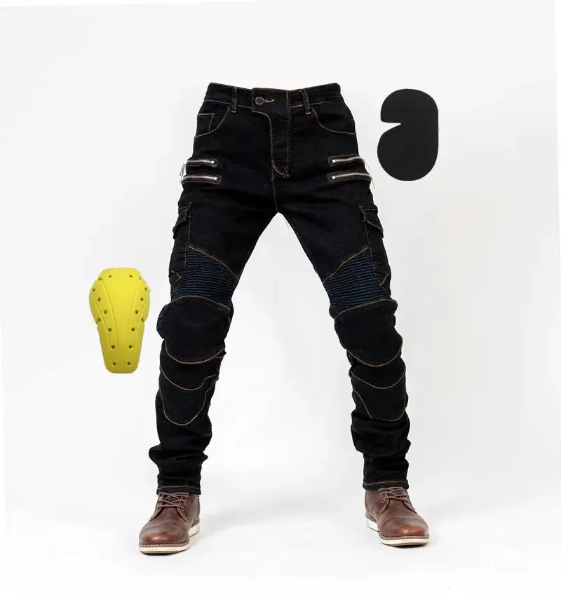 Motorcycle Pants Men Moto Jeans Zipper Protective Gear Riding Touring Motorbike Trousers Motocross Zip Pocket Pants Moto Pants