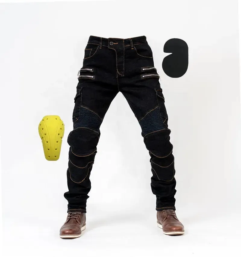 Motorcycle Pants Men Moto Jeans Zipper Protective Gear Riding Touring Motorbike Trousers Motocross Zip Pocket Pants Moto Pants