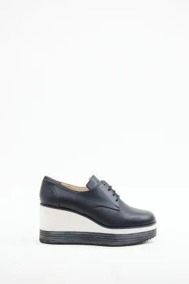 Navy & White Platform Wedges