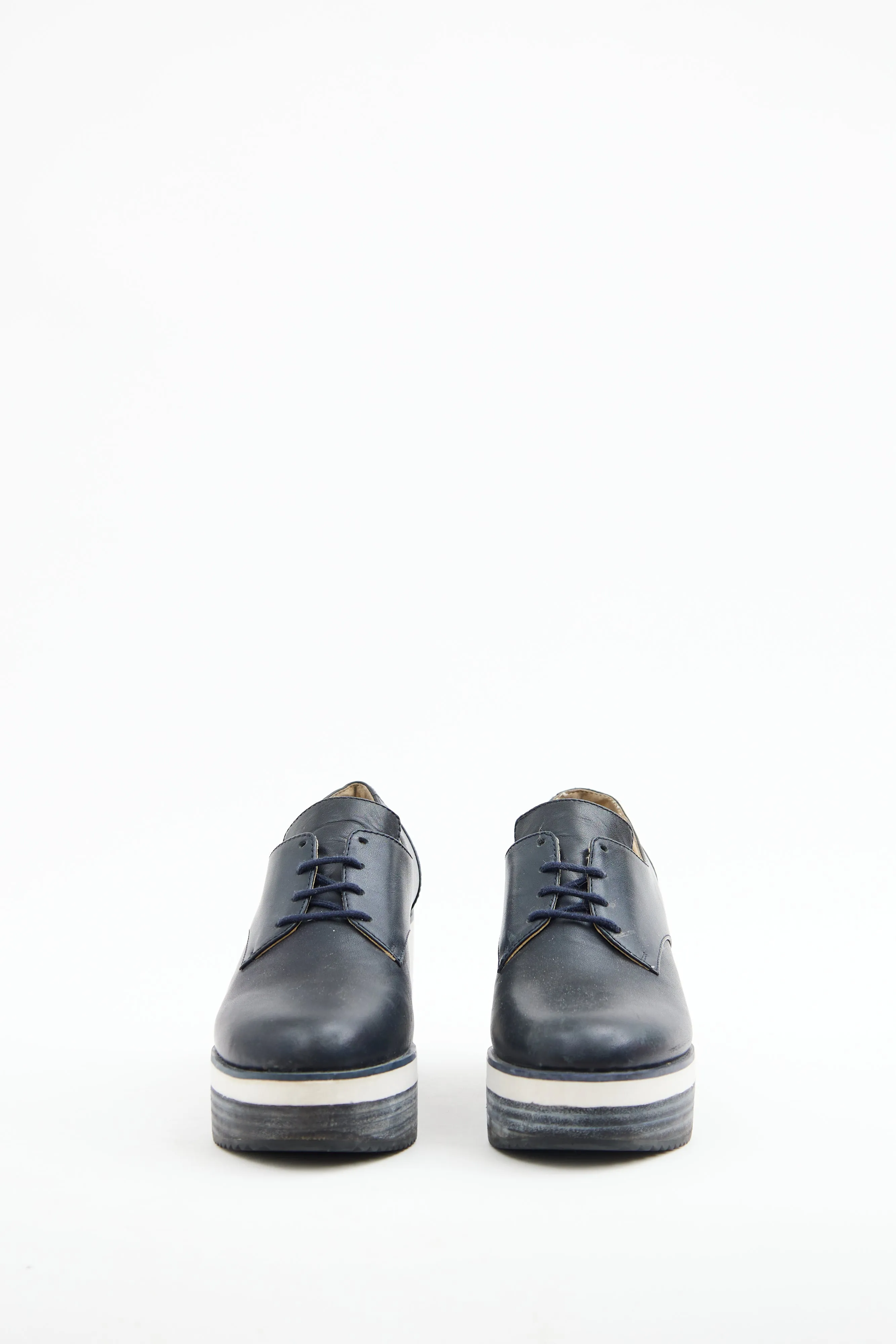 Navy & White Platform Wedges