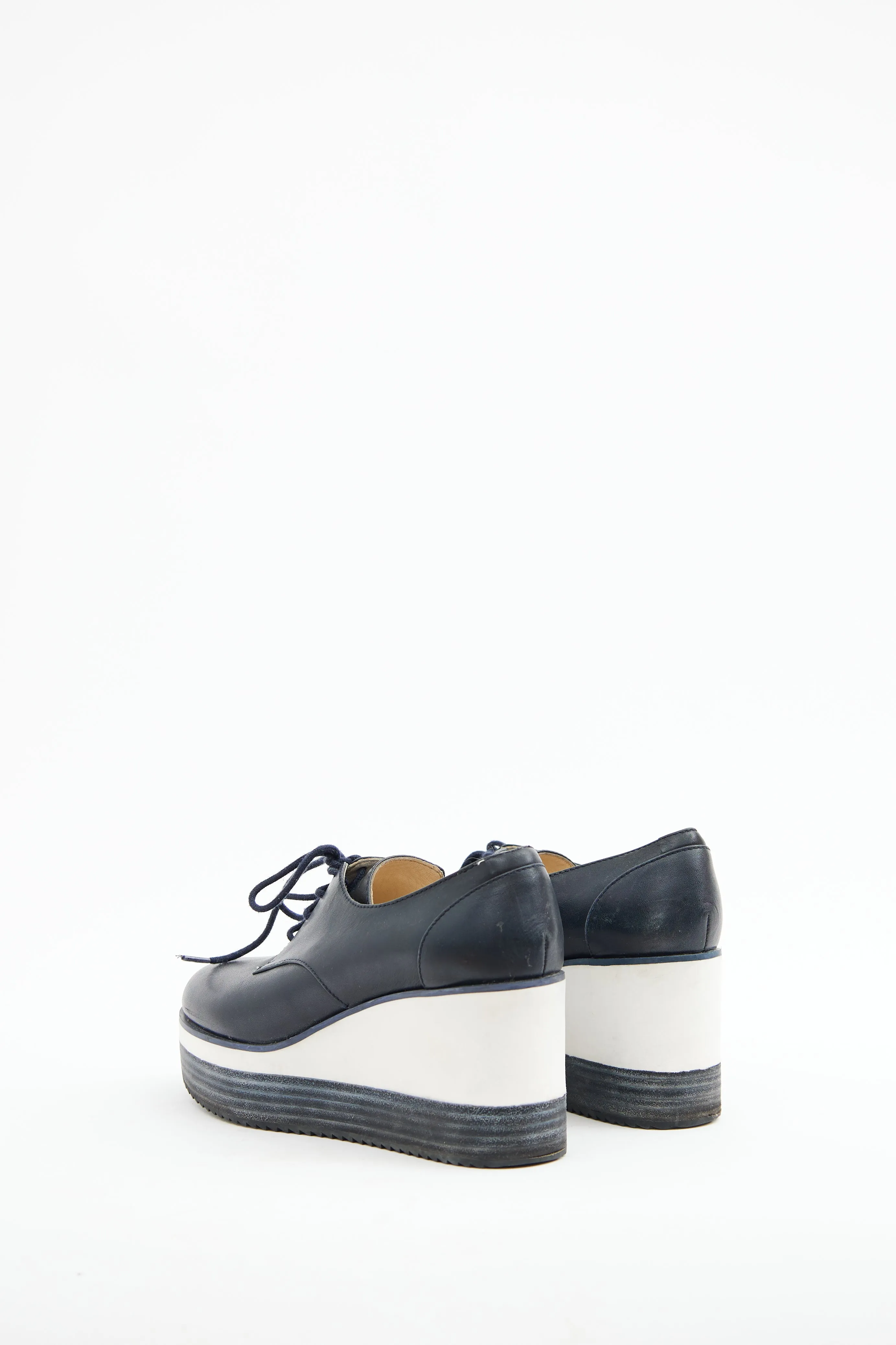 Navy & White Platform Wedges