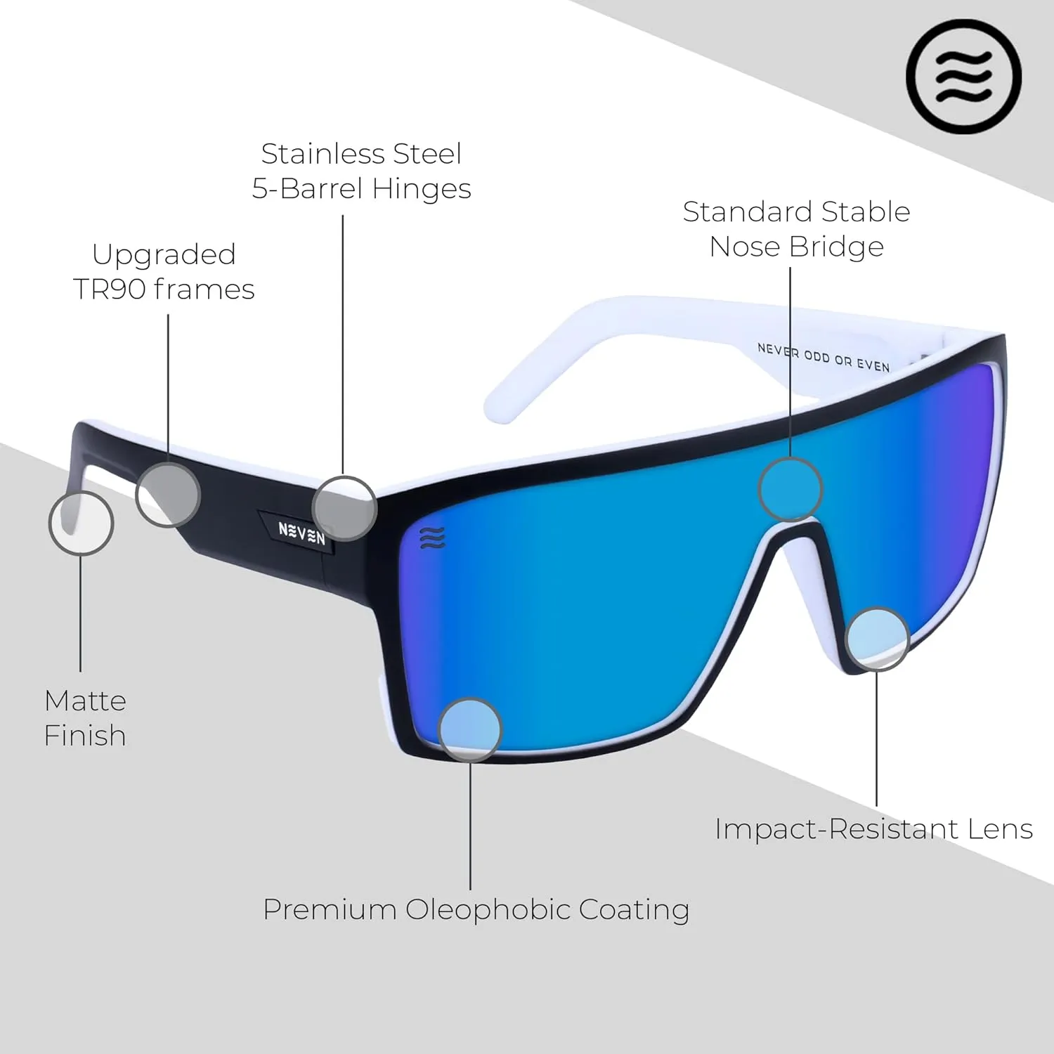 NEVEN Slater UV Frame Sunglasses For Men & Women - TR90 Oversized Polarized Sunglasses for Men - Coastal Sport Boxy Glasses