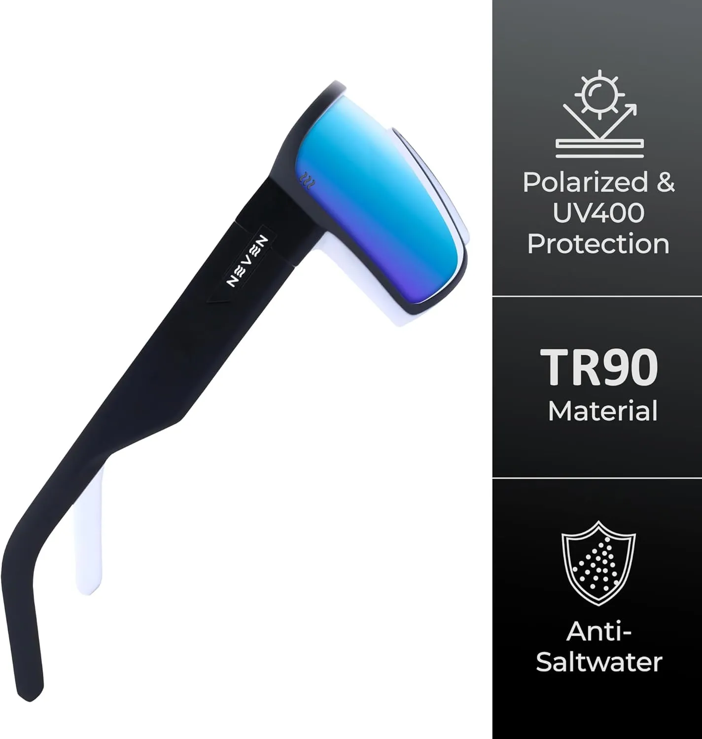 NEVEN Slater UV Frame Sunglasses For Men & Women - TR90 Oversized Polarized Sunglasses for Men - Coastal Sport Boxy Glasses