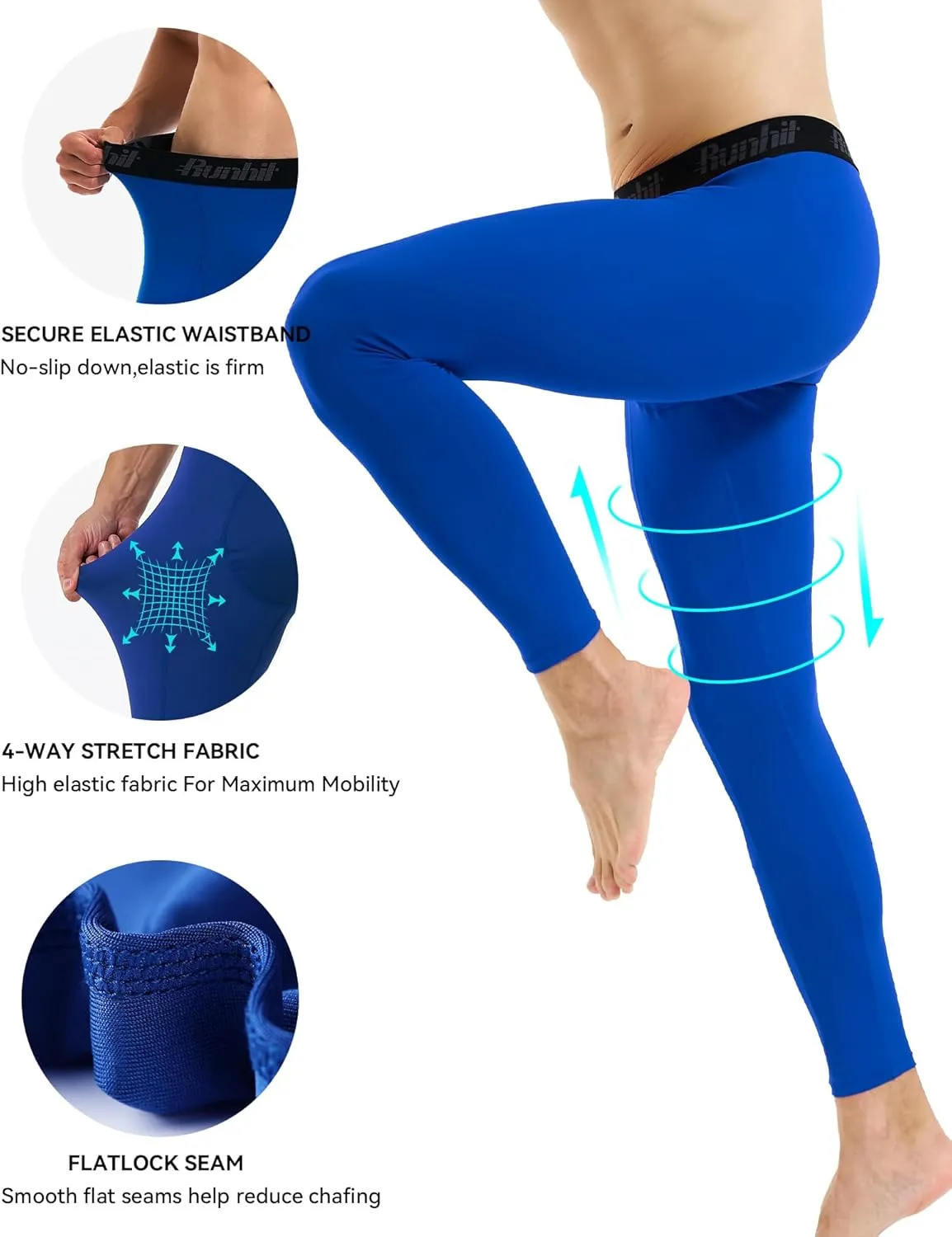 Runhit Men??s Compression Pants Running Tights Workout Leggings Athletic Base Layer Pants for Sports Yoga Basketball