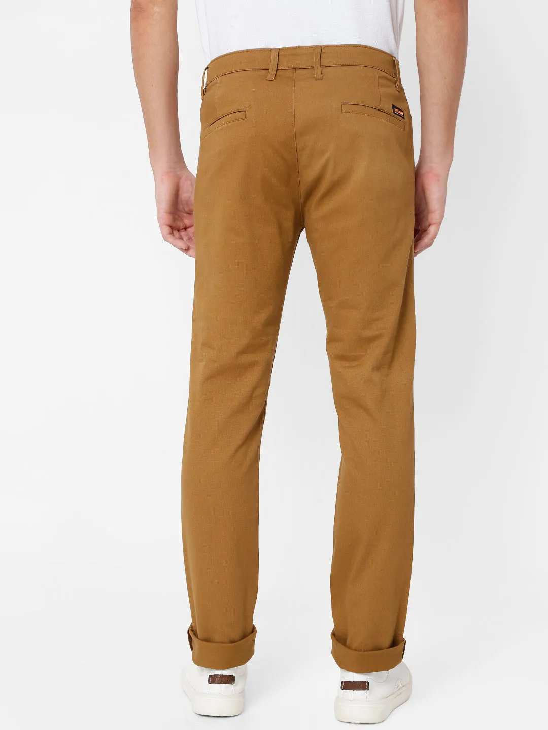 Spykar Men Khaki Cotton Slim Fit Trosuer