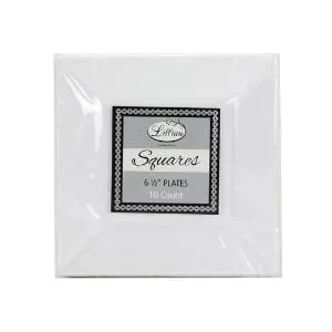 Squares - White 6.5" Square Plastic Dinner Plates (Case Qty: 120)