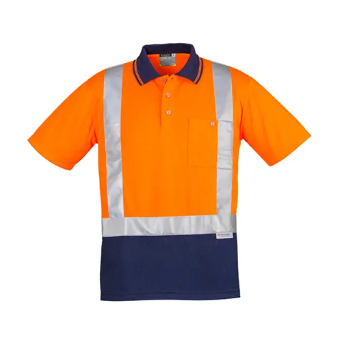 Syzmik Workwear | Mens Hi Vis Spliced Short Sleeve Polo (Shoulder Taped) | ZH233