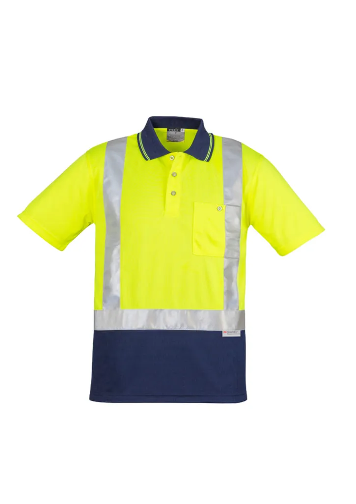 Syzmik Workwear | Mens Hi Vis Spliced Short Sleeve Polo (Shoulder Taped) | ZH233