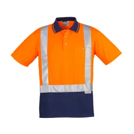 Syzmik Workwear | Mens Hi Vis Spliced Short Sleeve Polo (Shoulder Taped) | ZH233